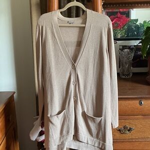 J. Jill Light Tan Cardigan Sweater XL